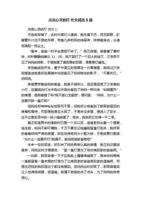 点亮心灵的灯作文精选5篇