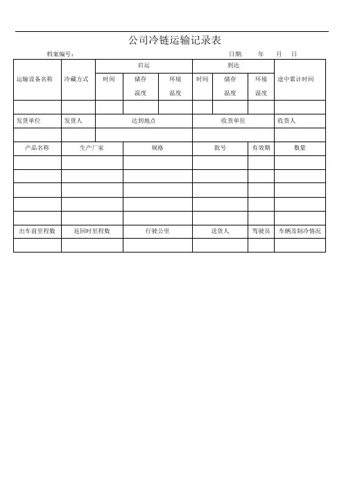 冷链产品运输记录表