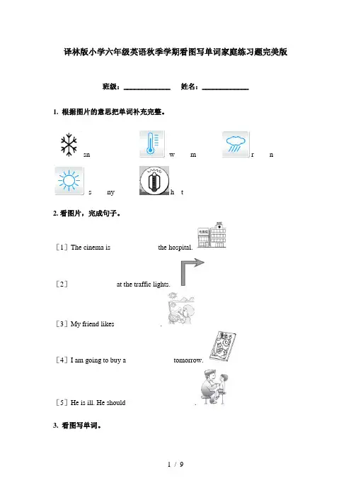 译林版小学六年级英语秋季学期看图写单词家庭练习题完美版