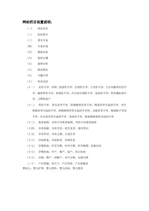 网站栏目设置说明范例