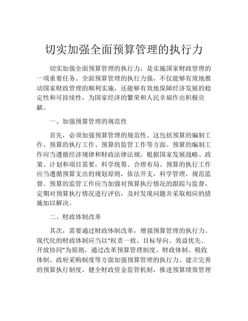 切实加强全面预算管理的执行力