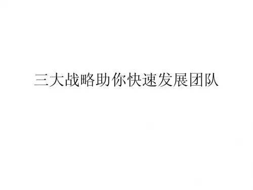 三大战略助你快速发展团队
