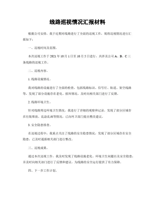 线路巡视情况汇报材料