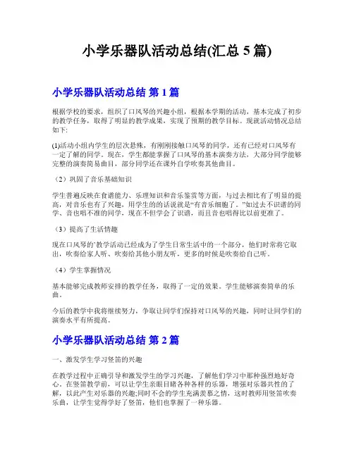 小学乐器队活动总结(汇总5篇)