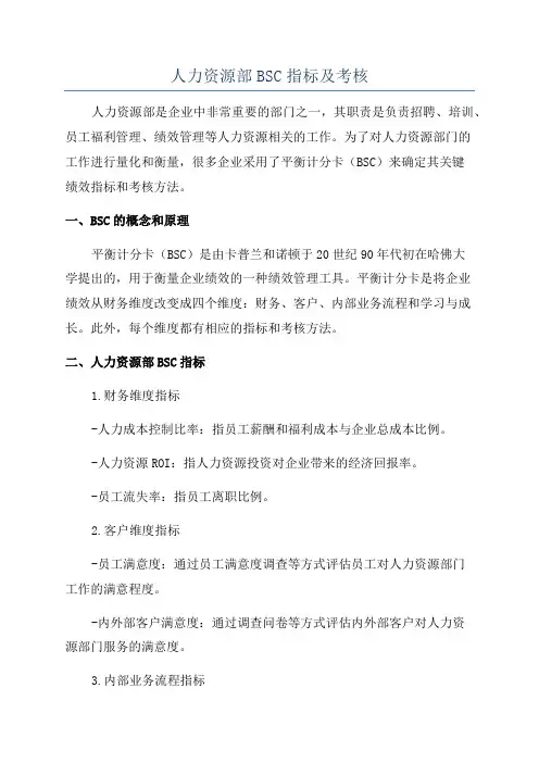 人力资源部BSC指标及考核