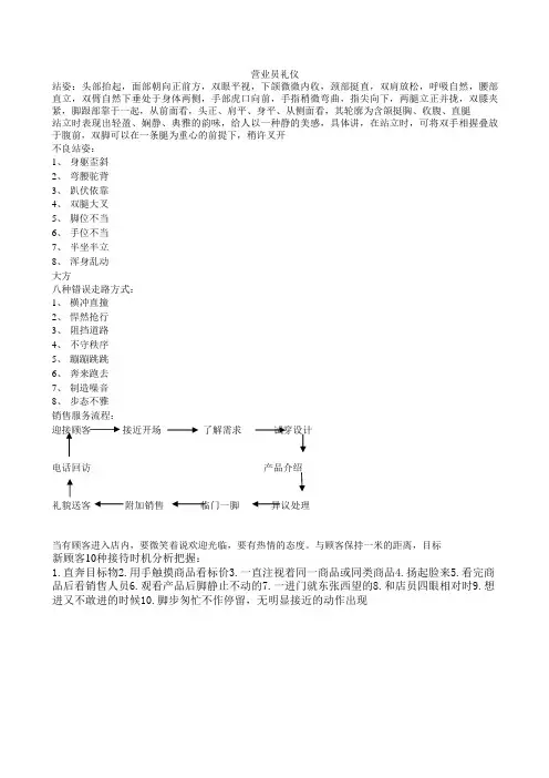 营业员礼仪