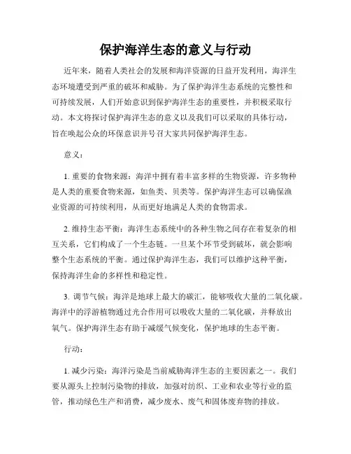 保护海洋生态的意义与行动
