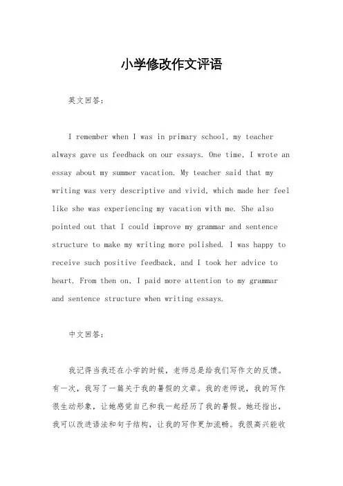 小学修改作文评语