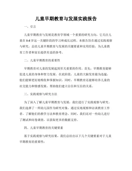 儿童早期教育与发展实践报告