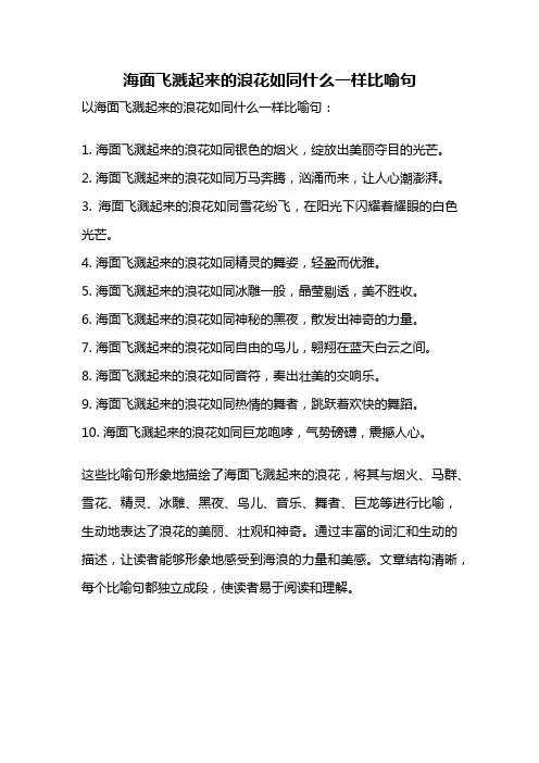 海面飞溅起来的浪花如同什么一样比喻句