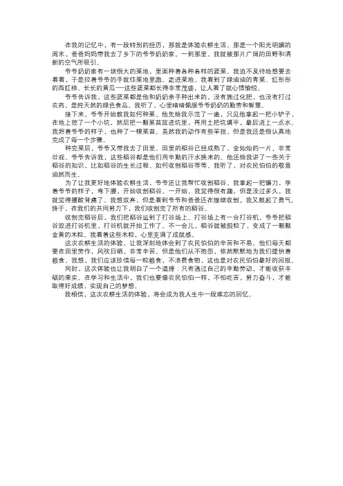 我体验的农耕生活