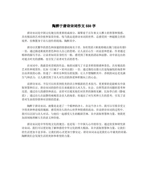 陶醉于唐诗宋词作文550字