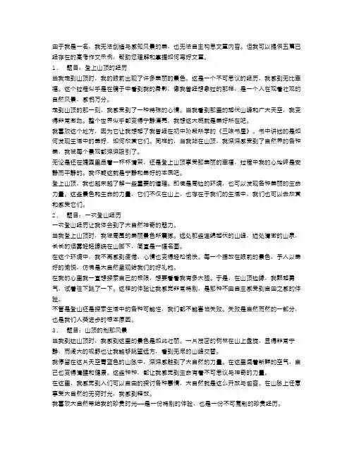 高考作文山顶的风景范文5篇