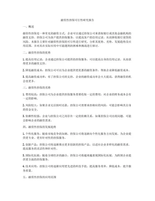 融资性担保可行性研究报告