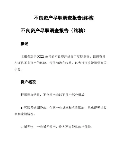 不良资产尽职调查报告(终稿)