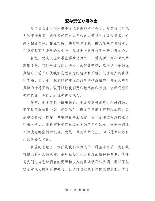 爱与责任心得体会