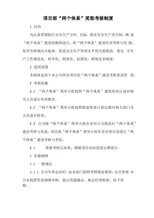双重预防体系考核奖惩制度