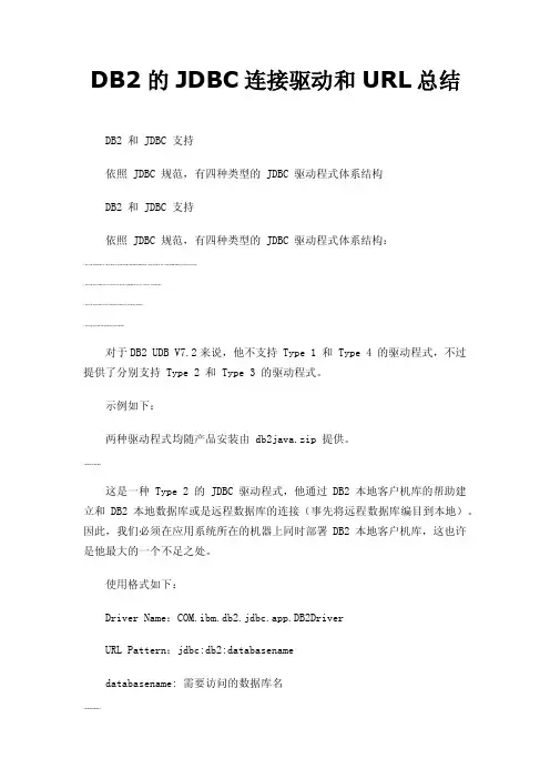 DB2的JDBC连接驱动和URL总结