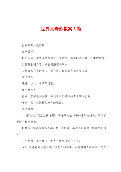 世界真奇妙教案5篇