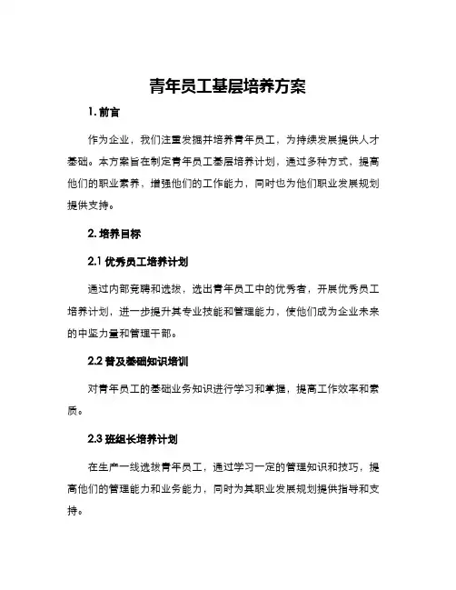 青年员工基层培养方案