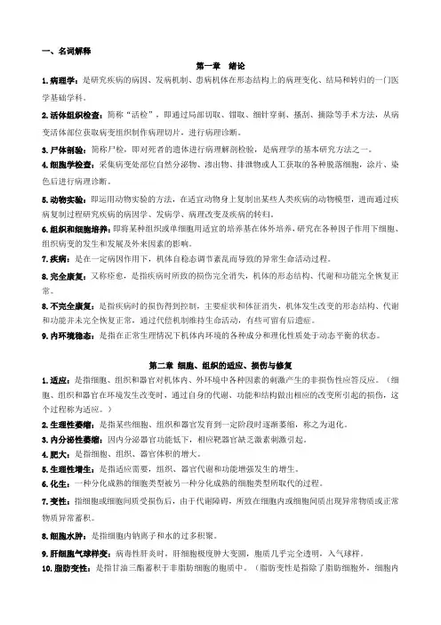 病理学知识要点(名词解释)