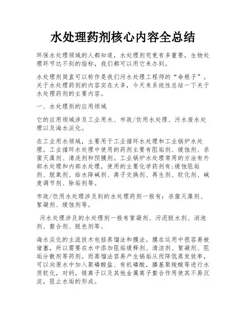 水处理药剂核心内容全总结 