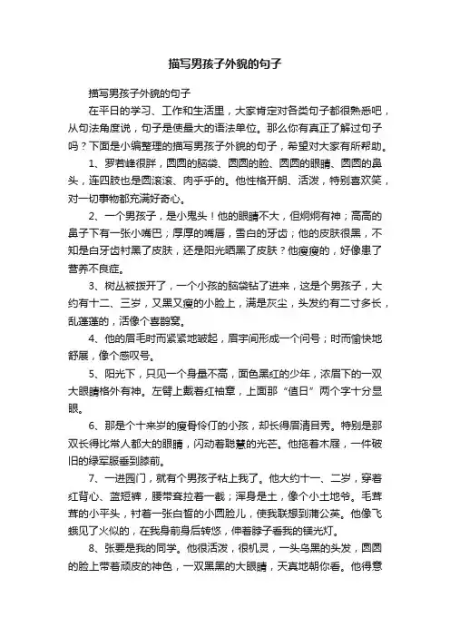描写男孩子外貌的句子