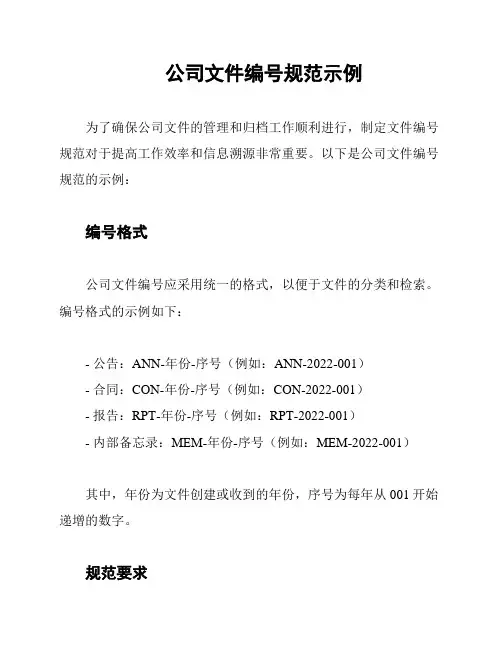 公司文件编号规范示例