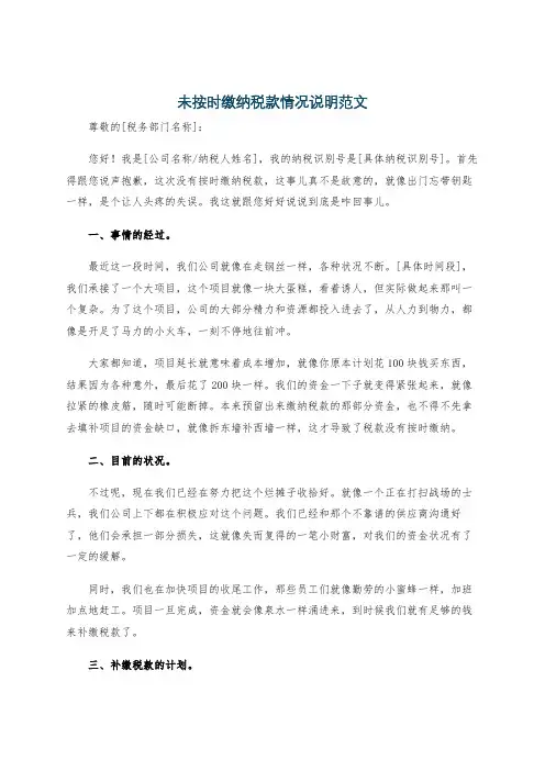 未按时缴纳税款情况说明范文