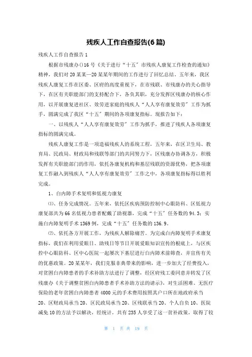 残疾人工作自查报告(6篇)