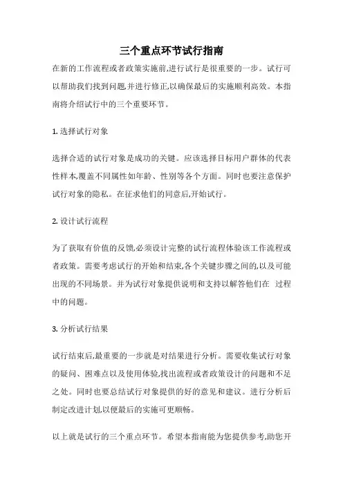 三个重点环节试行指南