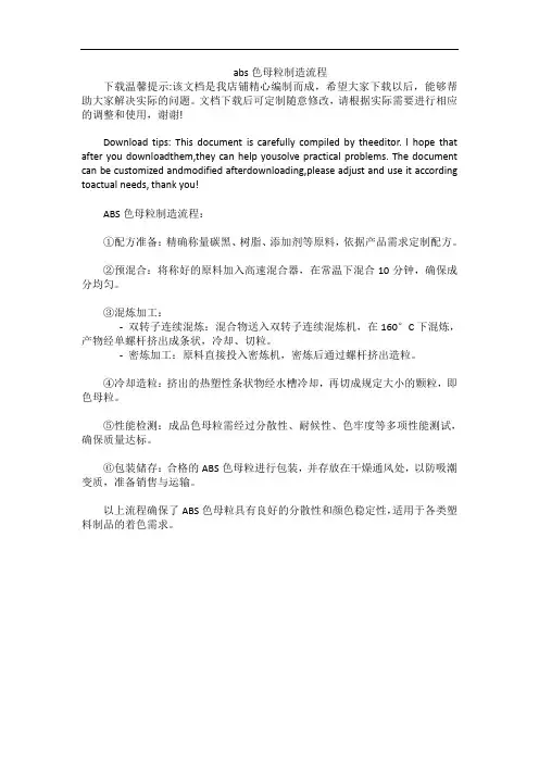 abs色母粒制造流程