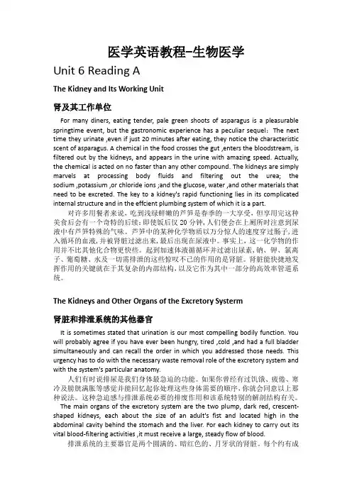 医学英语教程-生物医学Unit6A课文翻译