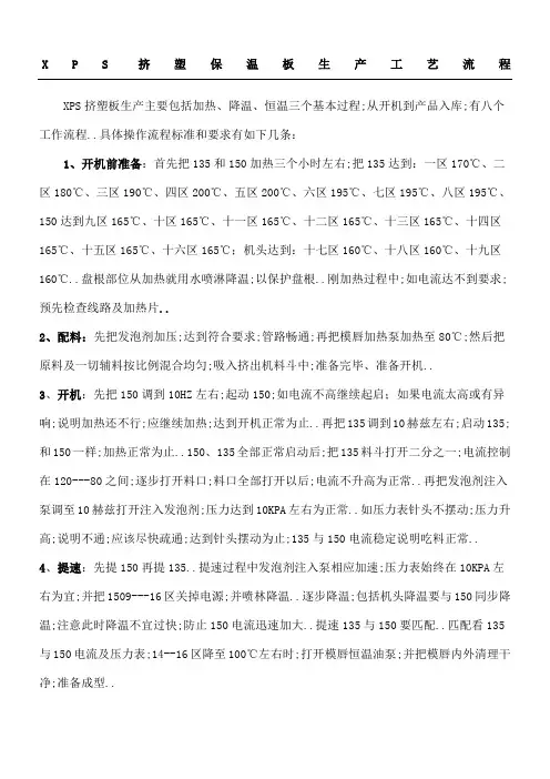 XPS挤塑保温板生产工艺操作规范