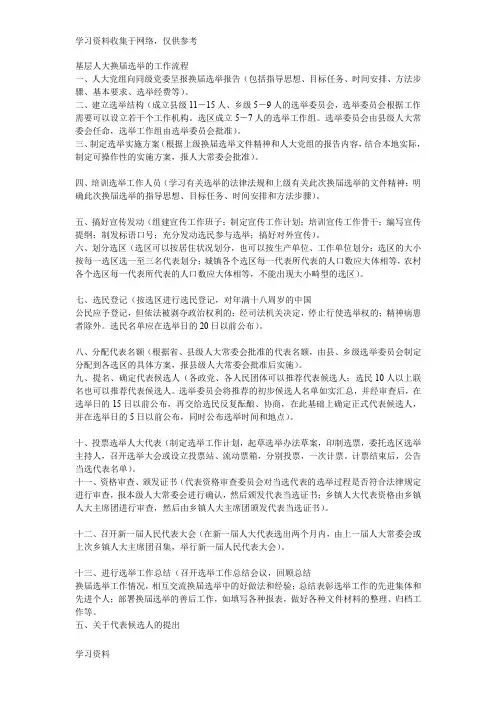 基层人大换届选举的工作流程
