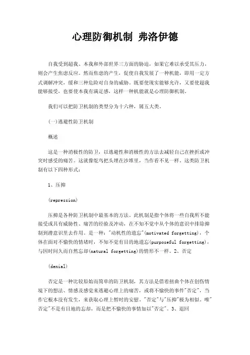 心理防御机制弗洛伊德