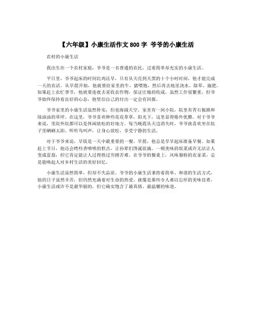 【六年级】小康生活作文800字 爷爷的小康生活