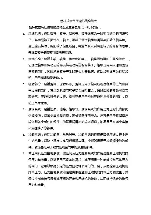 螺杆式空气压缩机结构组成