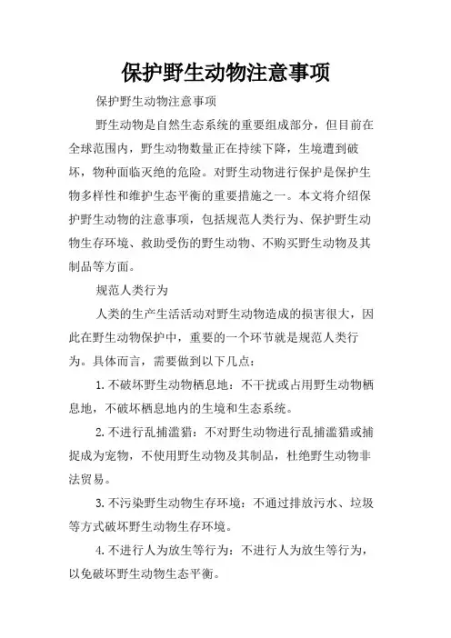 保护野生动物注意事项