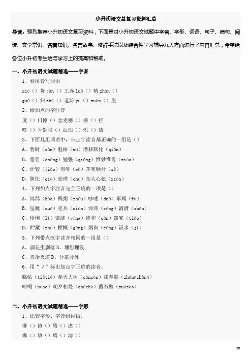 小升初语文总复习资料汇总(23页)(1)