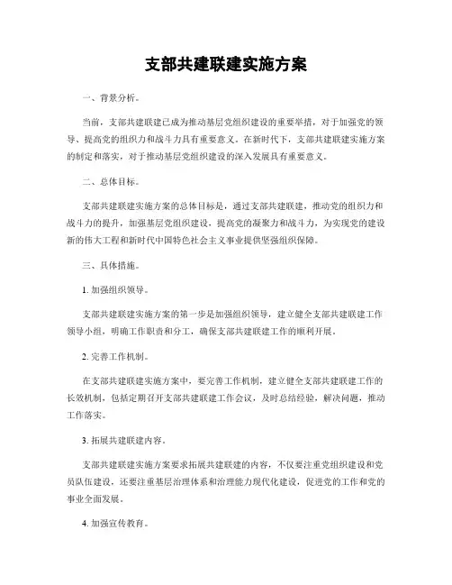 支部共建联建实施方案