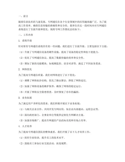 专网工作总结报告