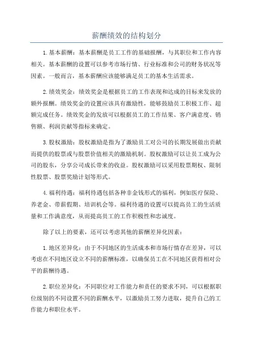薪酬绩效的结构划分