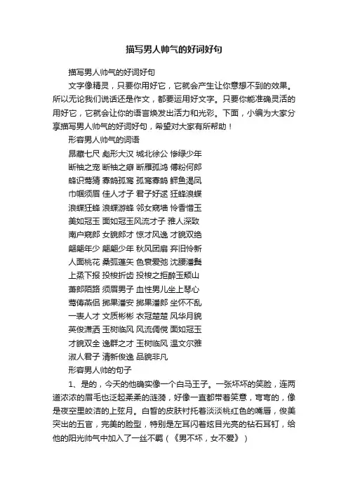 描写男人帅气的好词好句