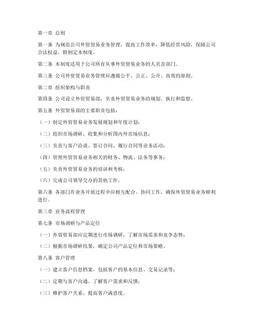 外贸贸易公司管理制度模板