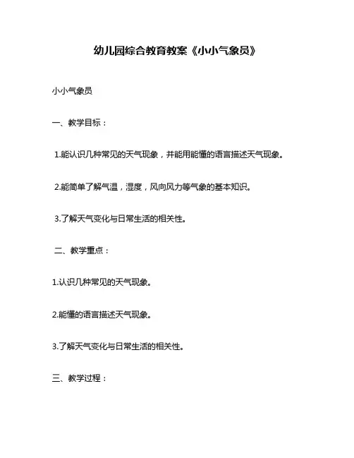 幼儿园综合教育教案《小小气象员》