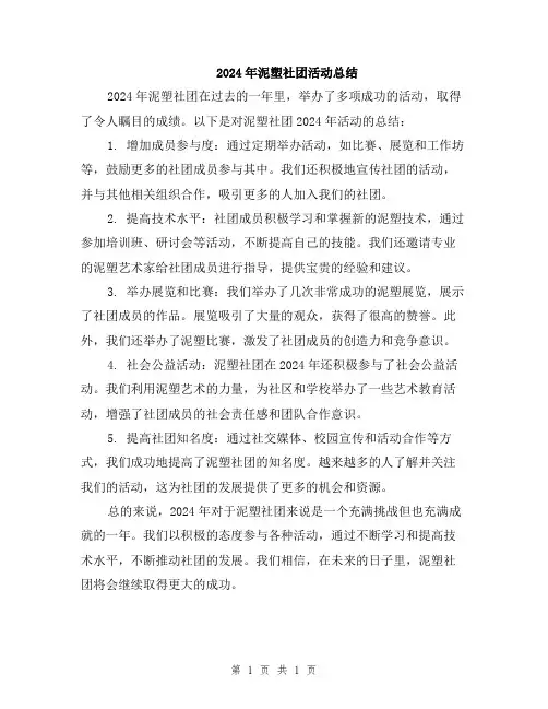 2024年泥塑社团活动总结