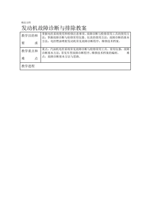 汽车发动机故障诊断与排除教案说课讲解