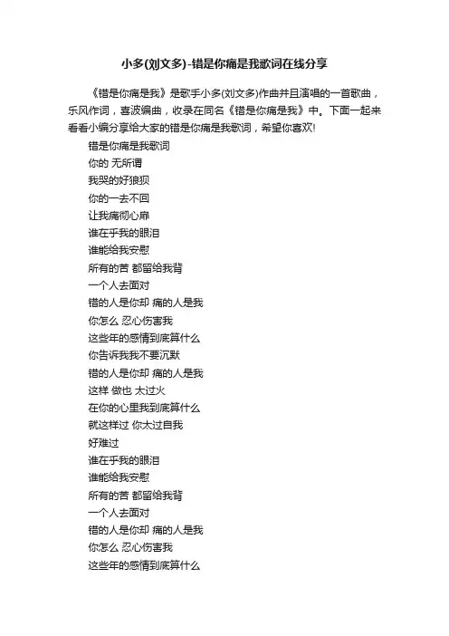 小多（刘文多）-错是你痛是我歌词在线分享