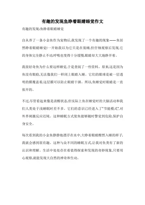 有趣的发现鱼睁着眼睛睡觉作文